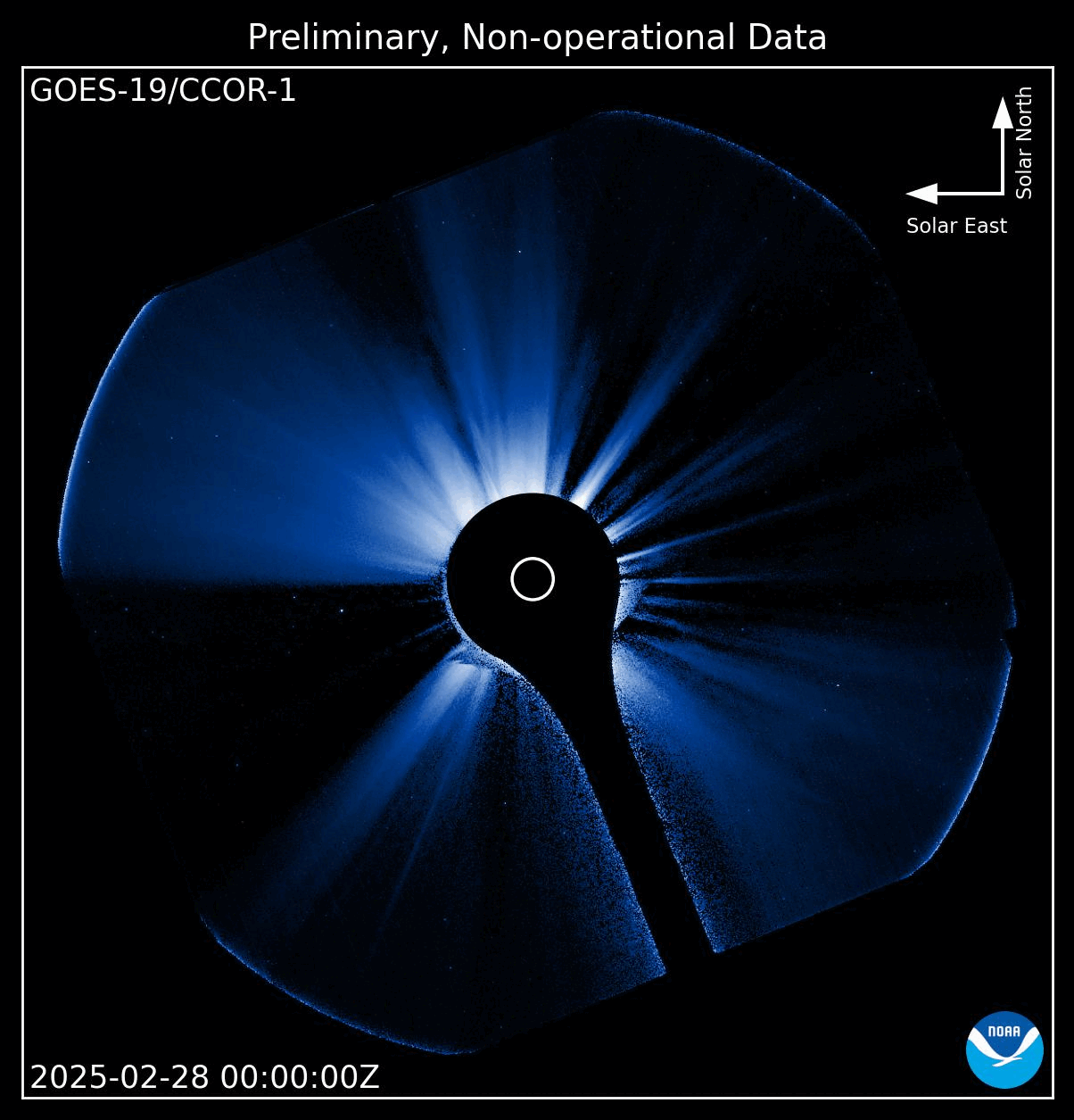 The video above, captured by CCOR-1, shows the sun’s corona.