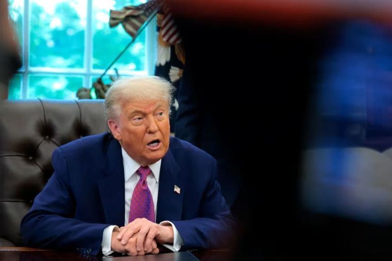 President Donald Trump speaks about natural disaster preparedness in the Oval Office on June 10.