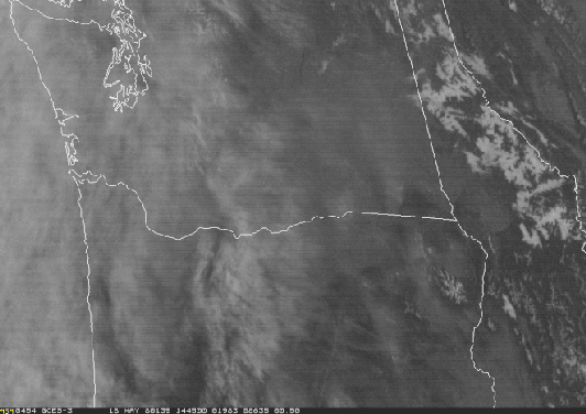 GOES-3 visible imagery of the eruption of Mount St. Helens on May 18, 1980.