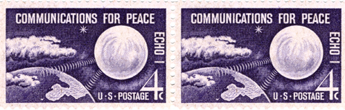 U.S. 4 cent commemorative postage stamp, 1960, Echo I Communications for Peace