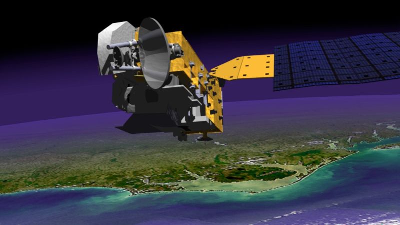 Artist's conception of an environmental satellite in orbit.