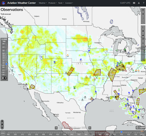 NWS map of turbulence forecasts