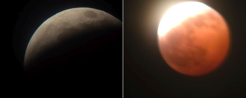 The Moon duirng a deep partial eclipse on August 27-28 as seen from SEA Headquarters in Pasadena, California.