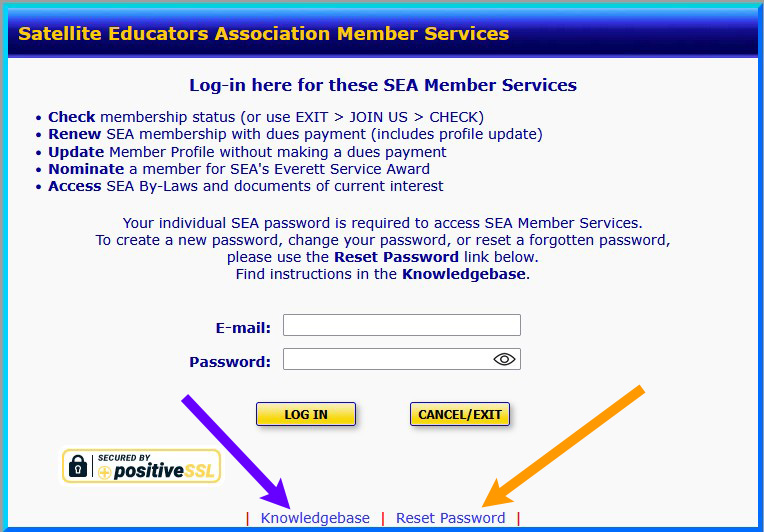Image of the Member Services Login screen